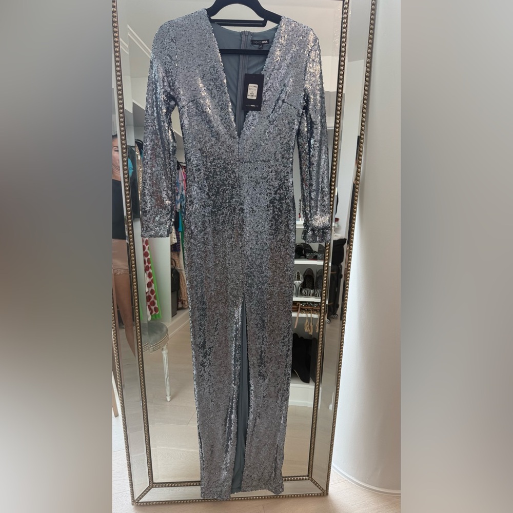 Elegant Blue  Sequin Maxi Dress